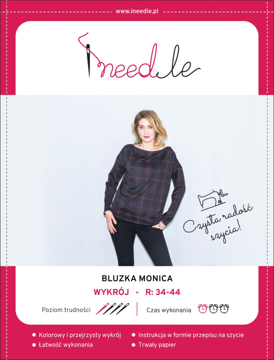 Wykrój na bluzkę z dekoltem w łódkę Monika Ineedle