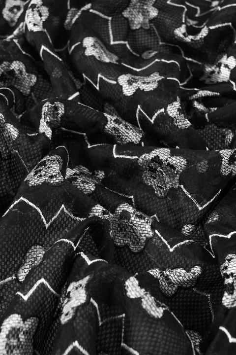 Silk organza embroidered with flowers