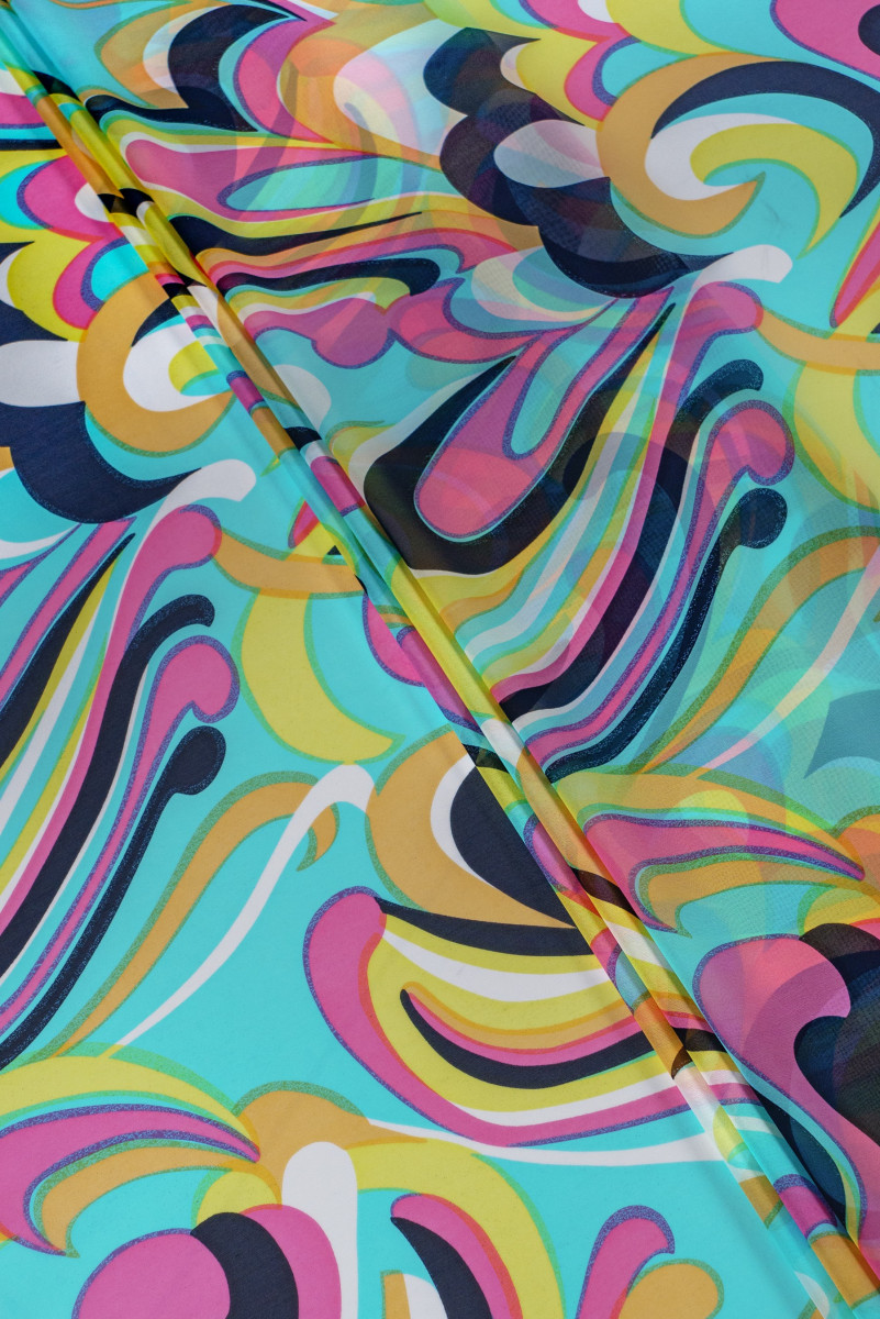 Silk chiffon with colorful patterns