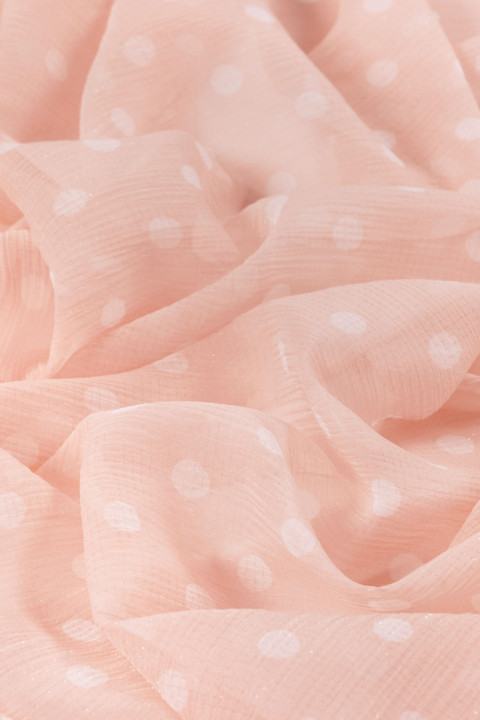 Chiffon cresed with polka dots