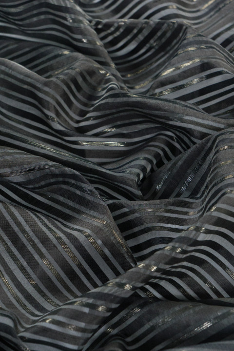 Organza di seta a righe devore