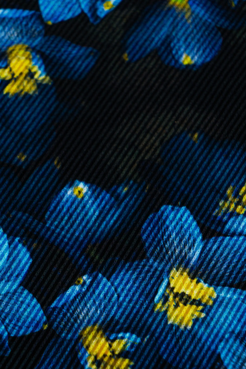 Silk fabric with flowers - coupon
