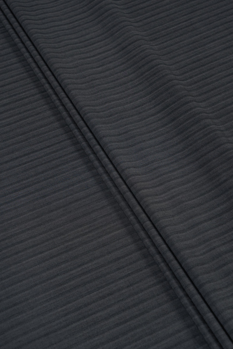 Pruhovaná kostýmová vlna - šedo-čierna