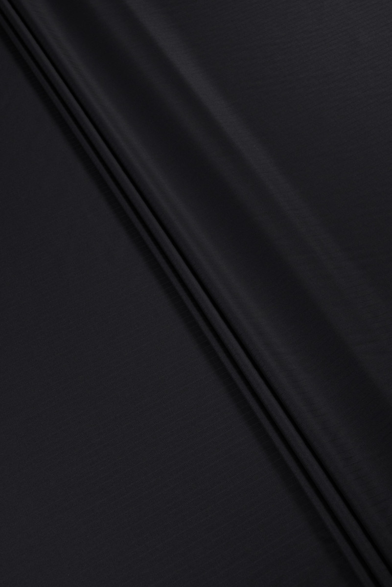 Wolle mit schwarzen und marineblauen Seidenstreifen COUPON 150 cm