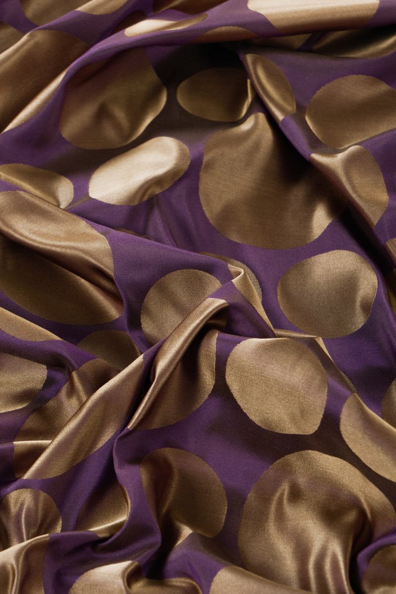 Taffetà di seta con pois - COUPON a doppia faccia 110cm