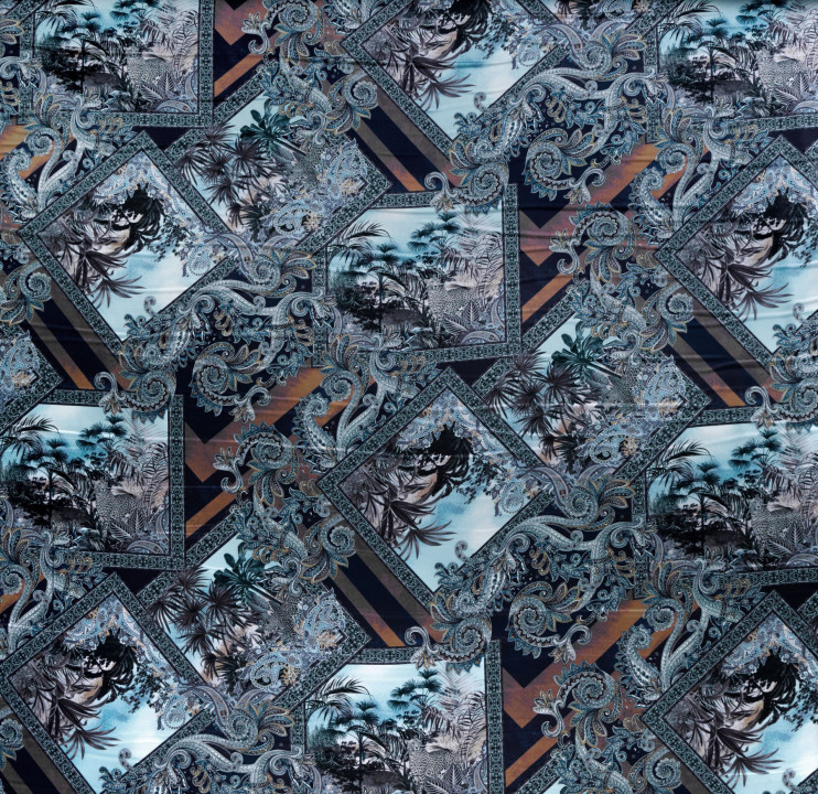 Twill poliestrowy w orientalne wzory