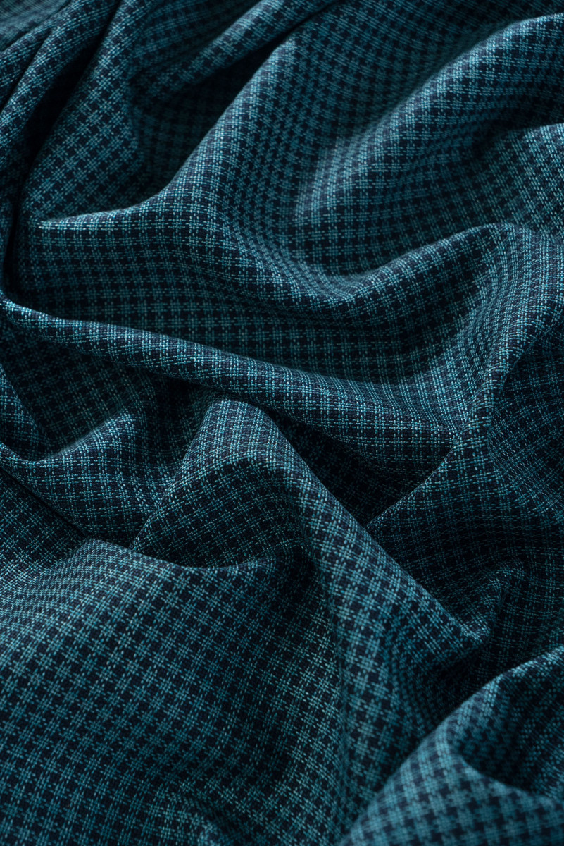 Wełna kostiumowa w krateczkę KUPON 170cm