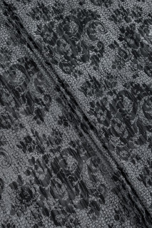 Jacquard noir et argent à fleurs