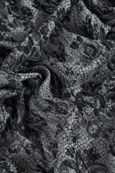 Jacquard black and silver with flowers