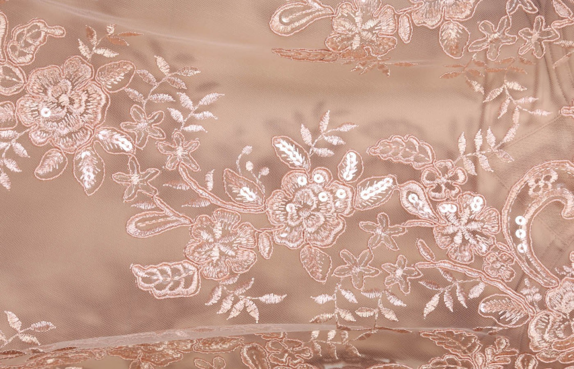 Lace with sequins powder pink COUPONS