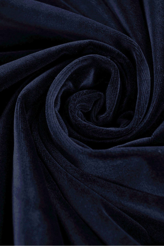Velours (fluweel) katoen marineblauw smalle COUPON 40cm