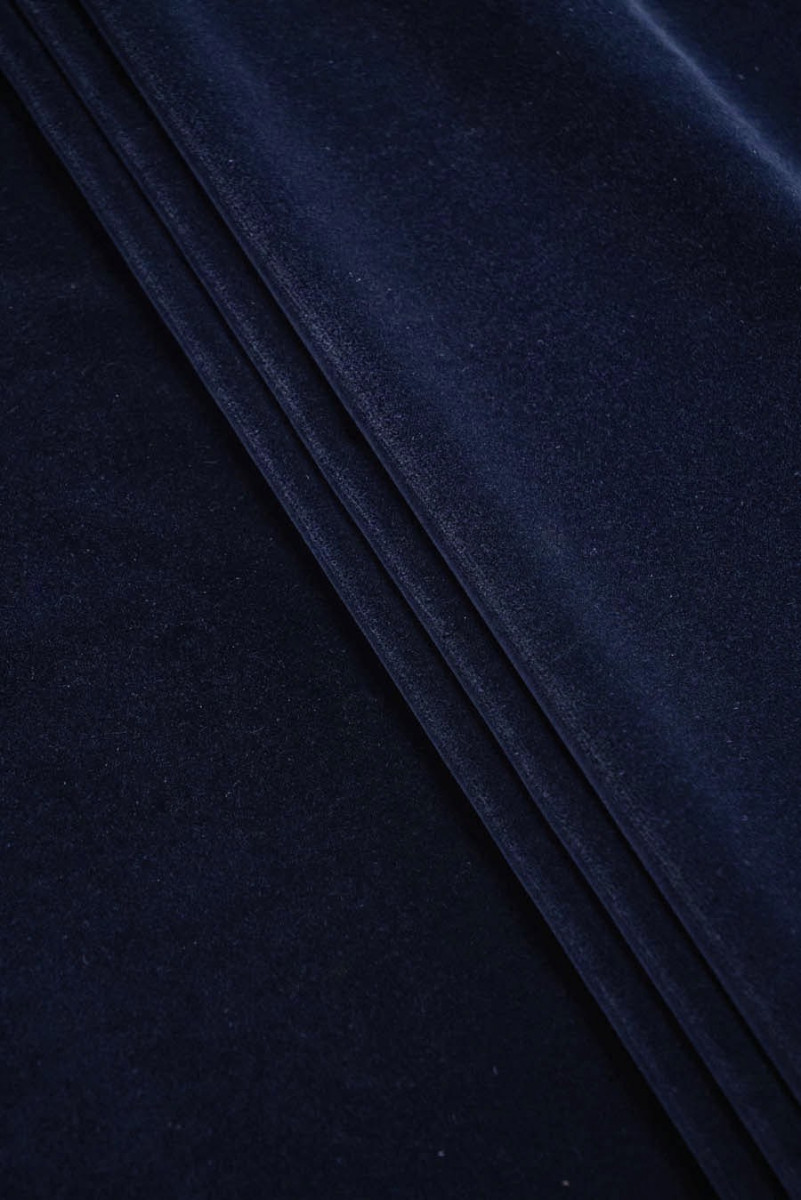 Velur (samet) bavlna tmavě modrá úzký