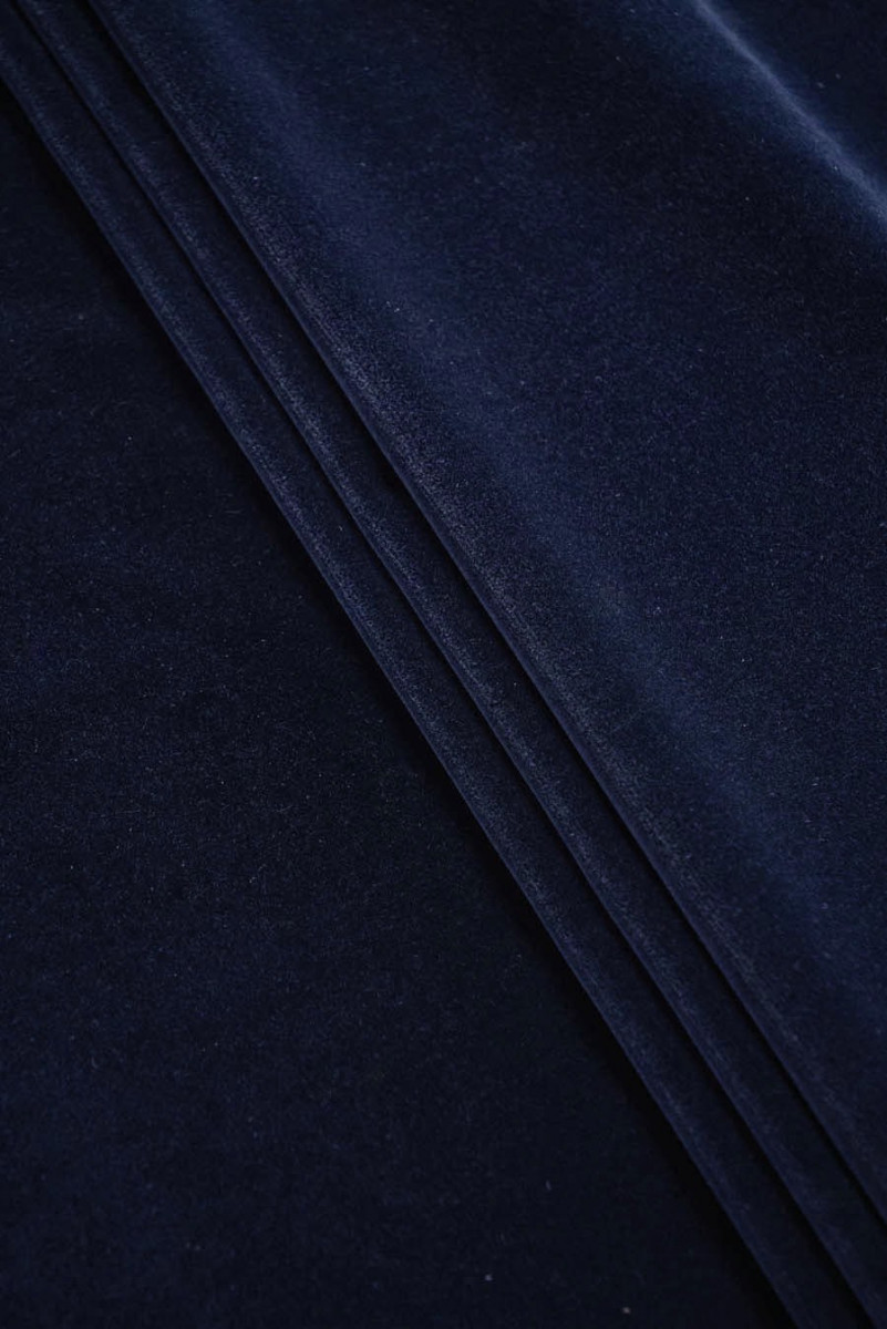 Velvet (velvet) cotton navy blue narrow COUPON 40cm