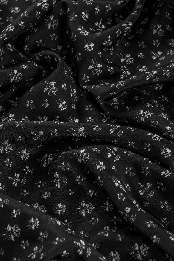 Twill silk bow ties black COUPON 110cm