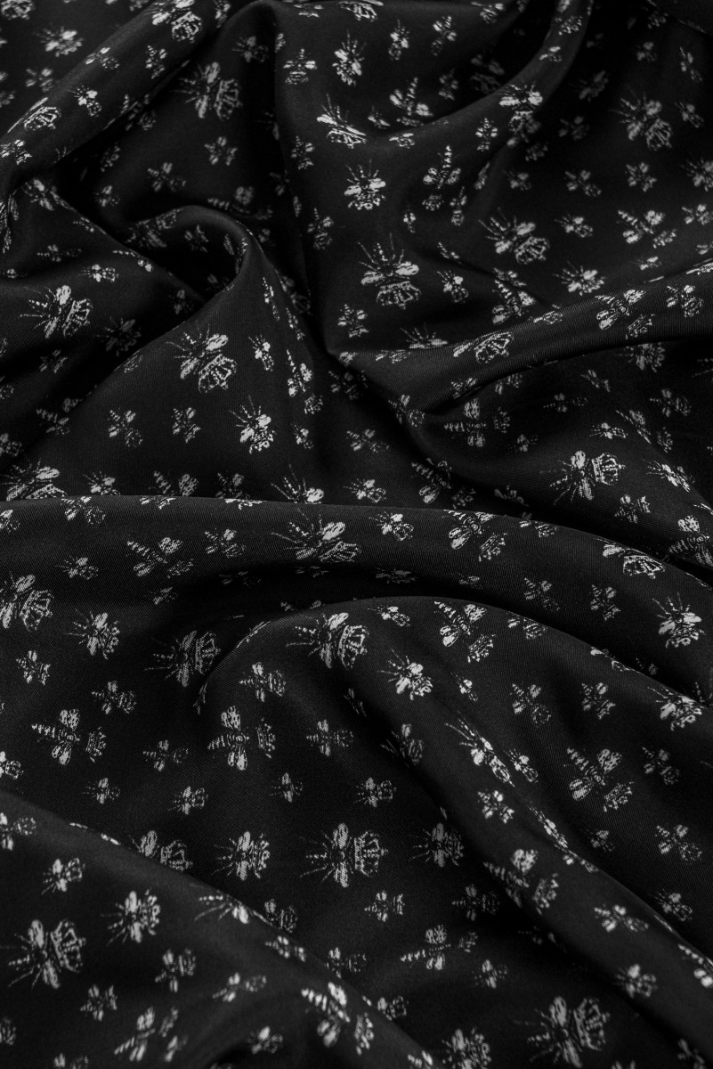 Twill silk bow ties black COUPON 110cm