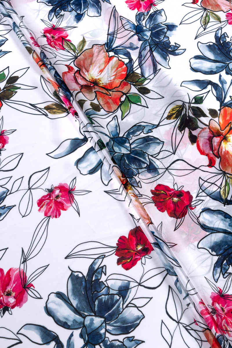 Polyester żorżetka mit Blumen