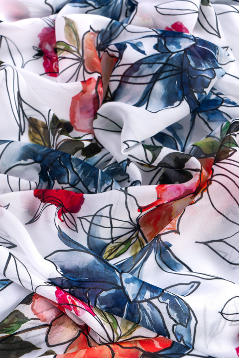 Georgette de poliéster con flores