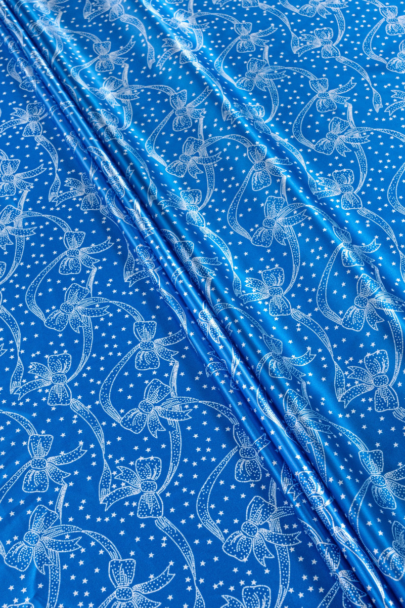 Атласні шовкові банти блакитні