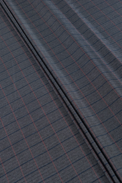 Jedwab kostiumowy szara jodełka i krata
