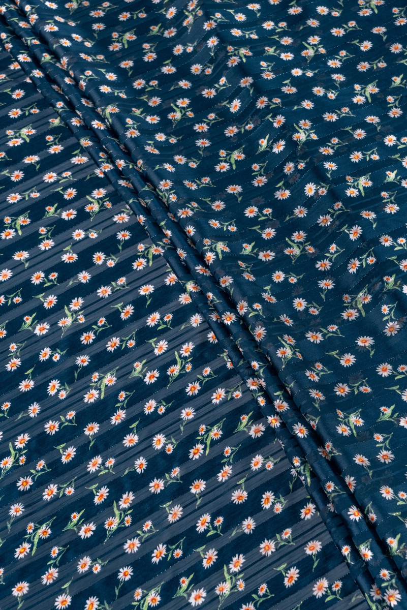 Polyester chiffon eng - marineblå