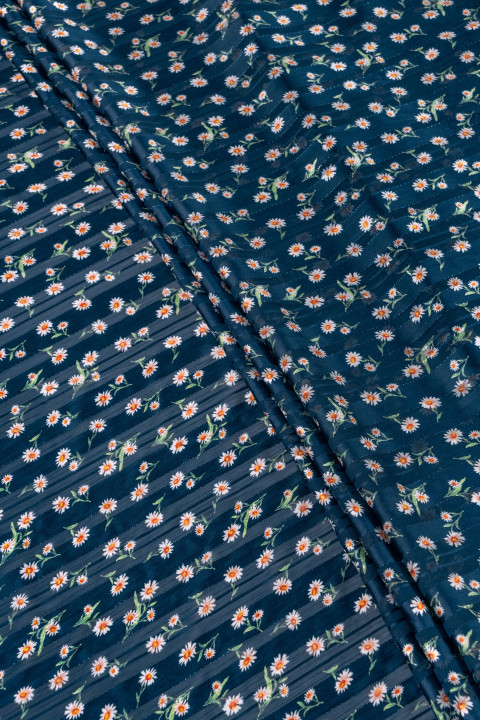 Polyester chiffon łączka - navy blue