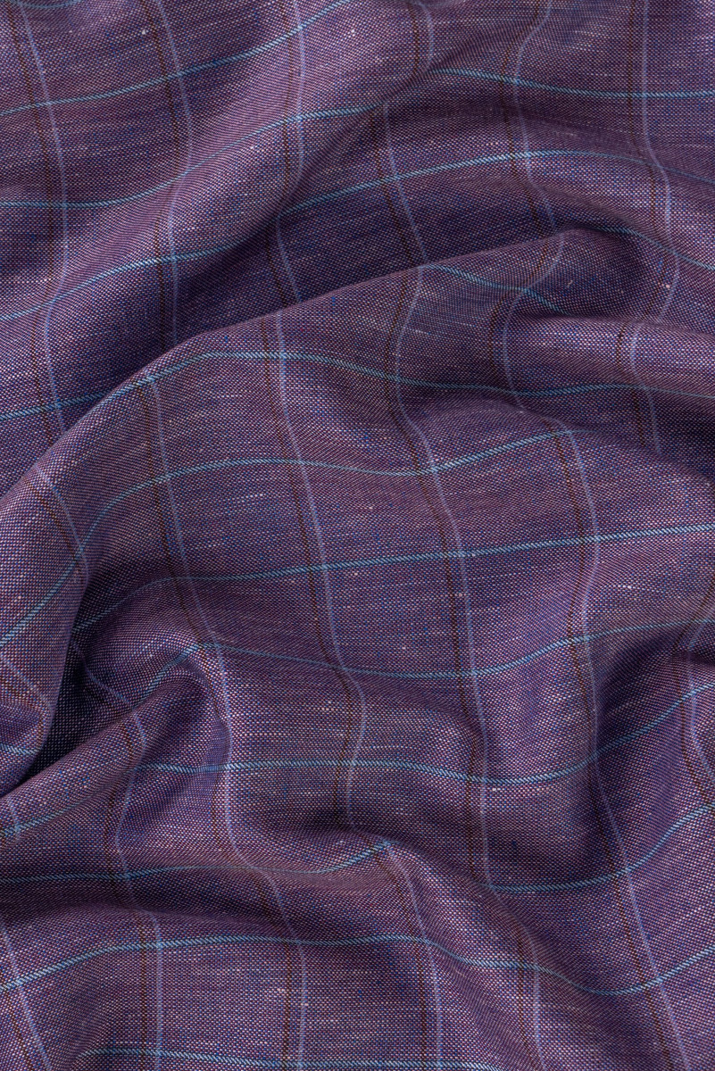 Lino con algodón en estampado de cuadros bicolor
