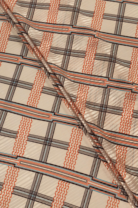Polyester chiffon met devore ruit
