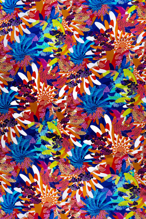 Silk satin with flowers