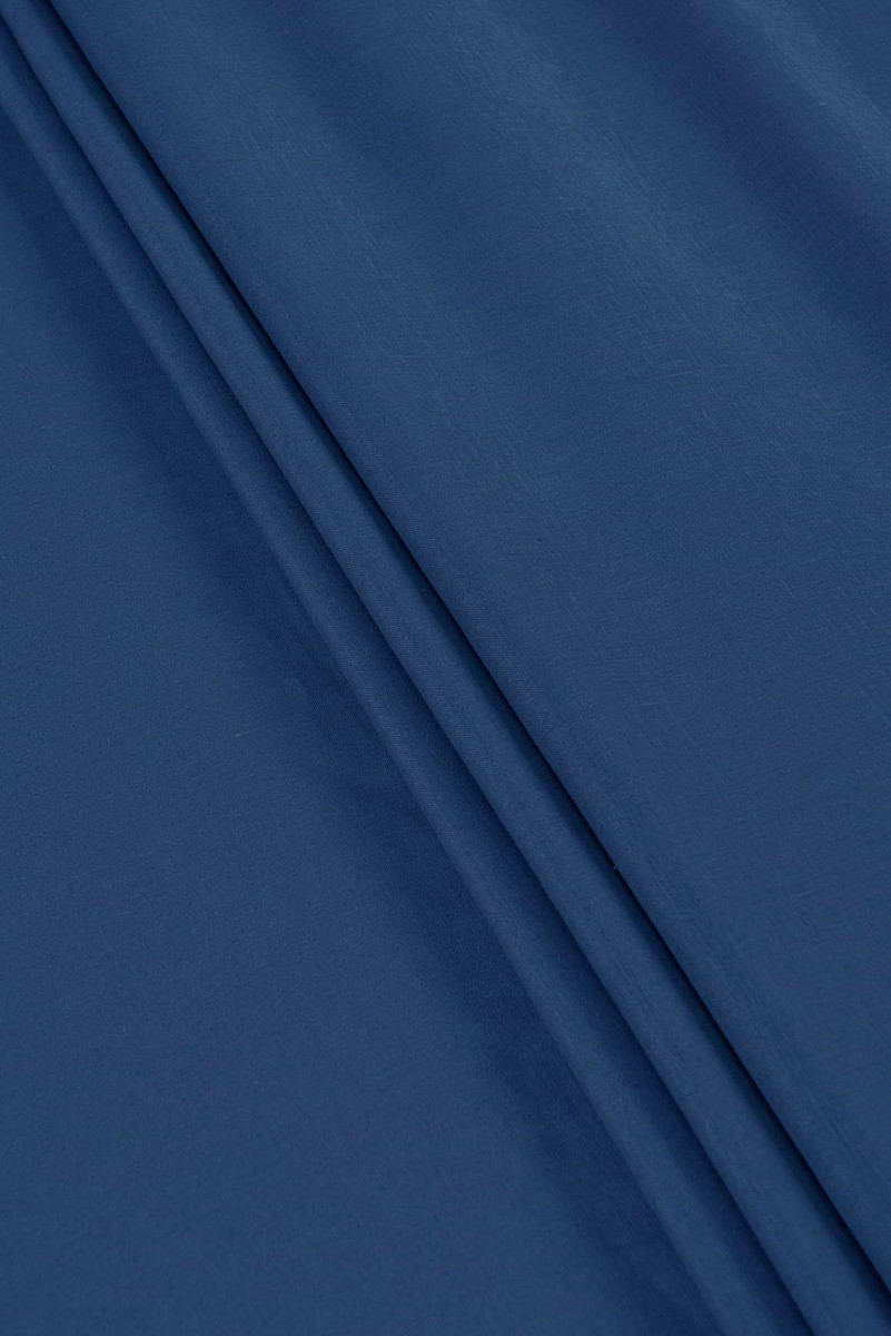 Len naturalny - ciemny niebieski KUPON 110 cm