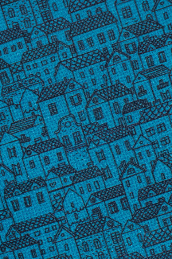 Camicia in cotone con casette - blu mare