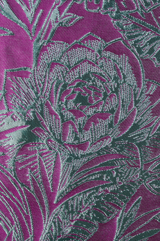 Fuchsiafarbener Jacquard mit funkelnden Blumen COUPON 60 cm