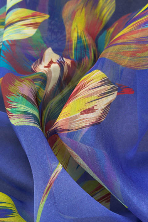 Polyester chiffon med blomster