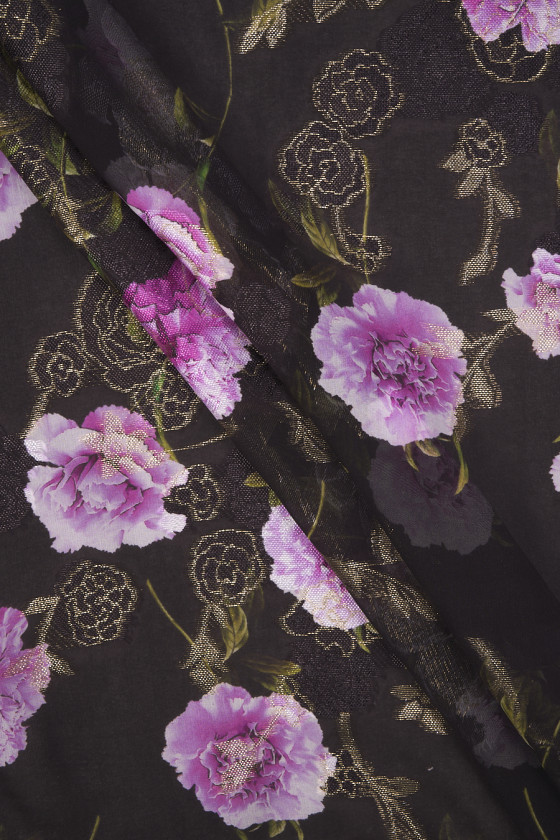Silke muslin devore med blomster