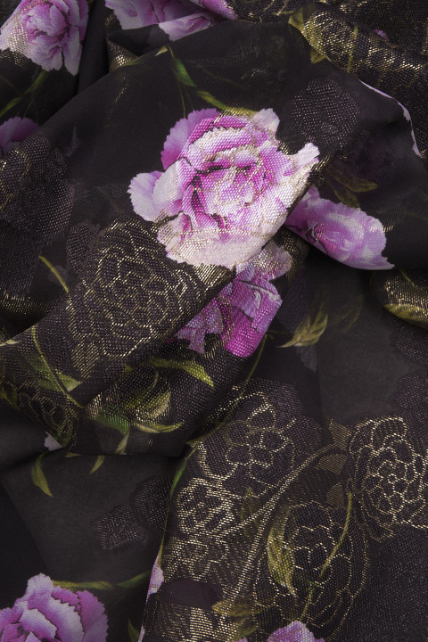 Muslin silk devore in flowers