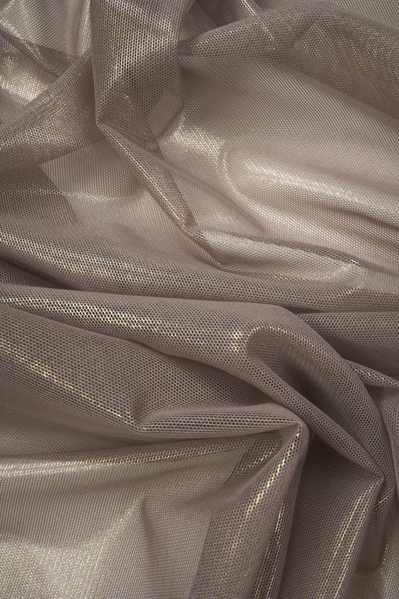 Tulle mesh soft gray-beige with glow