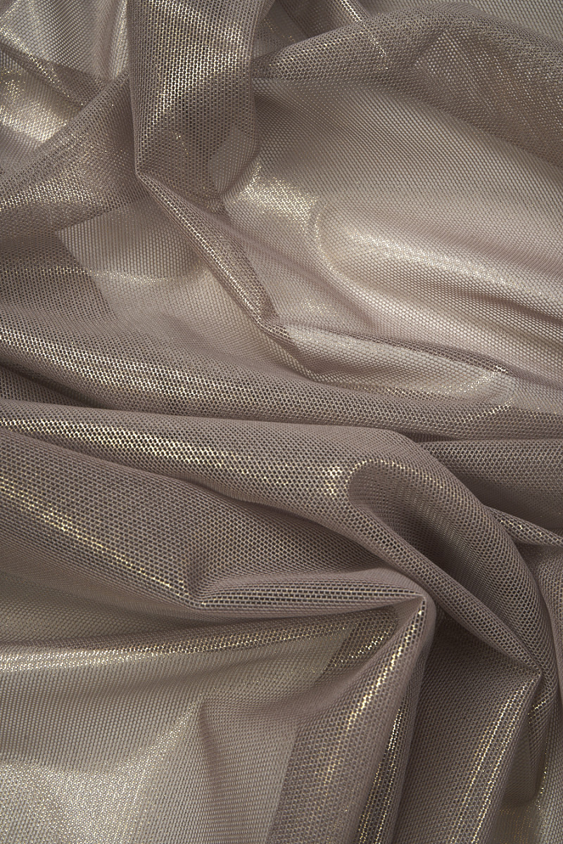 Tulle mesh soft gray-beige with glow