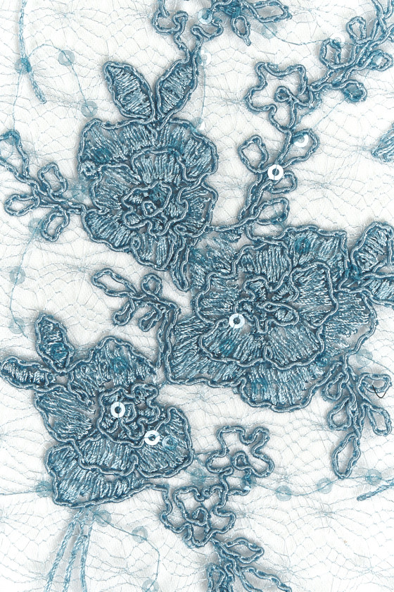 Koronka niebiesko-szara KUPON 130 cm