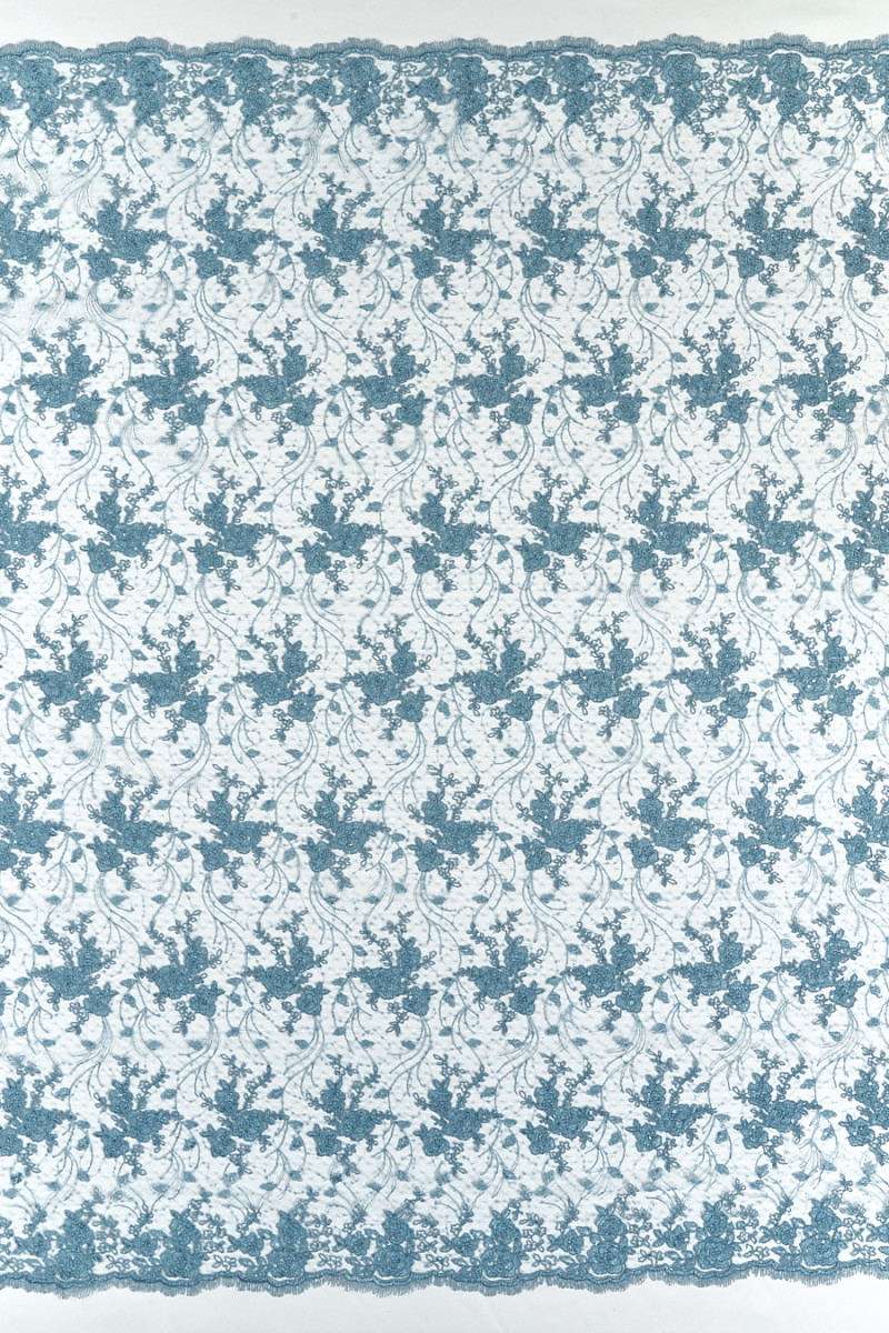 Koronka niebiesko-szara KUPON 130 cm