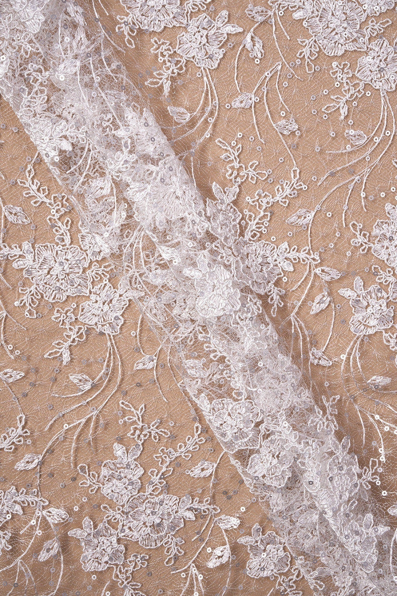 Lace with sequins cream