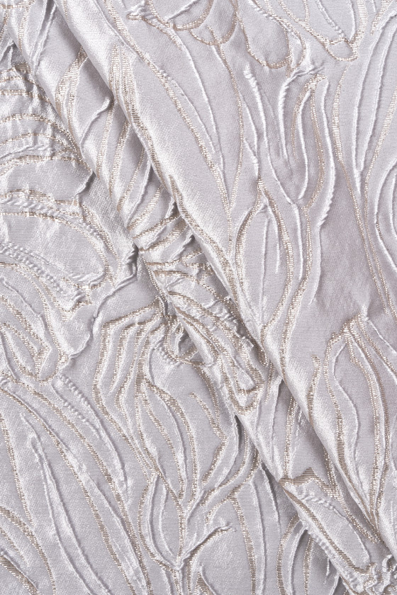 Jacquard med store blomster grå-platin