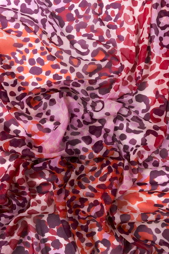 Leopárdmintás selyem sifon