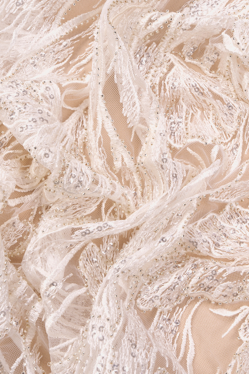 Pizzo écru con perline COUPON 80cm