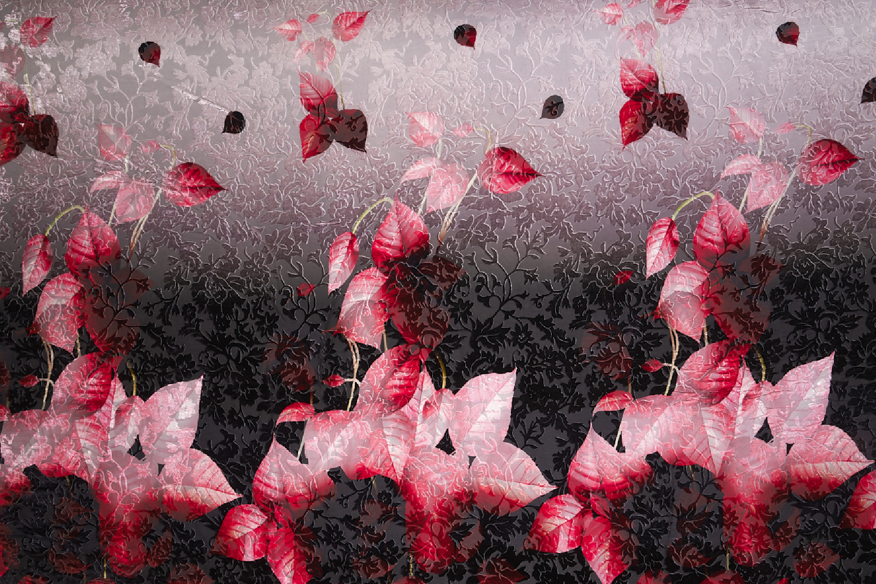 Dévore en velours dans les feuilles KUPON 180 cm