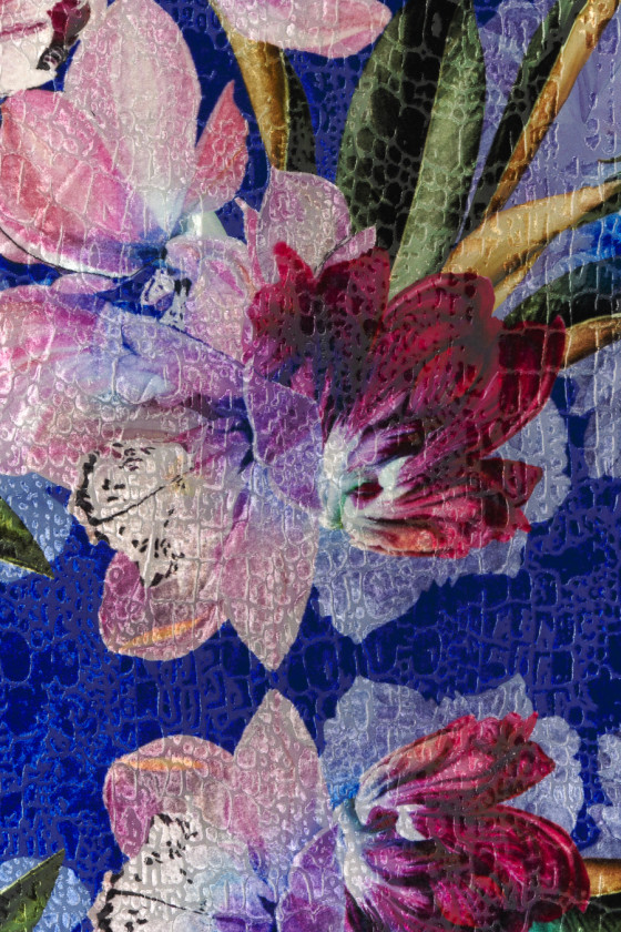 Dévore en velours avec fleurs COUPON 180 cm