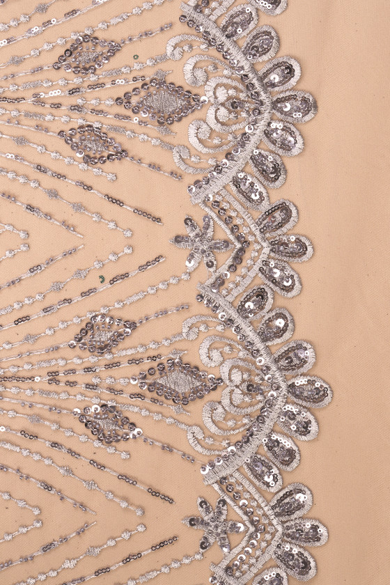 Beaded lace grey COUPON 80cm