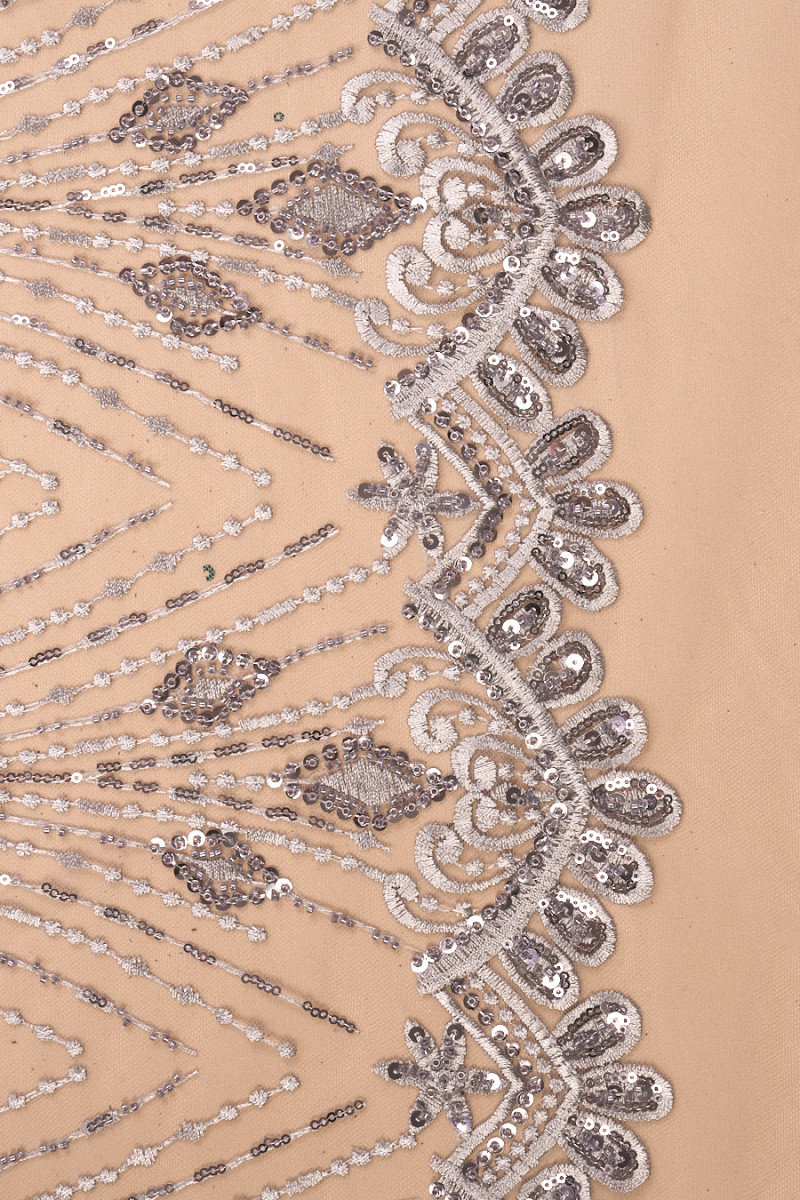 Beaded lace grey COUPON 80cm