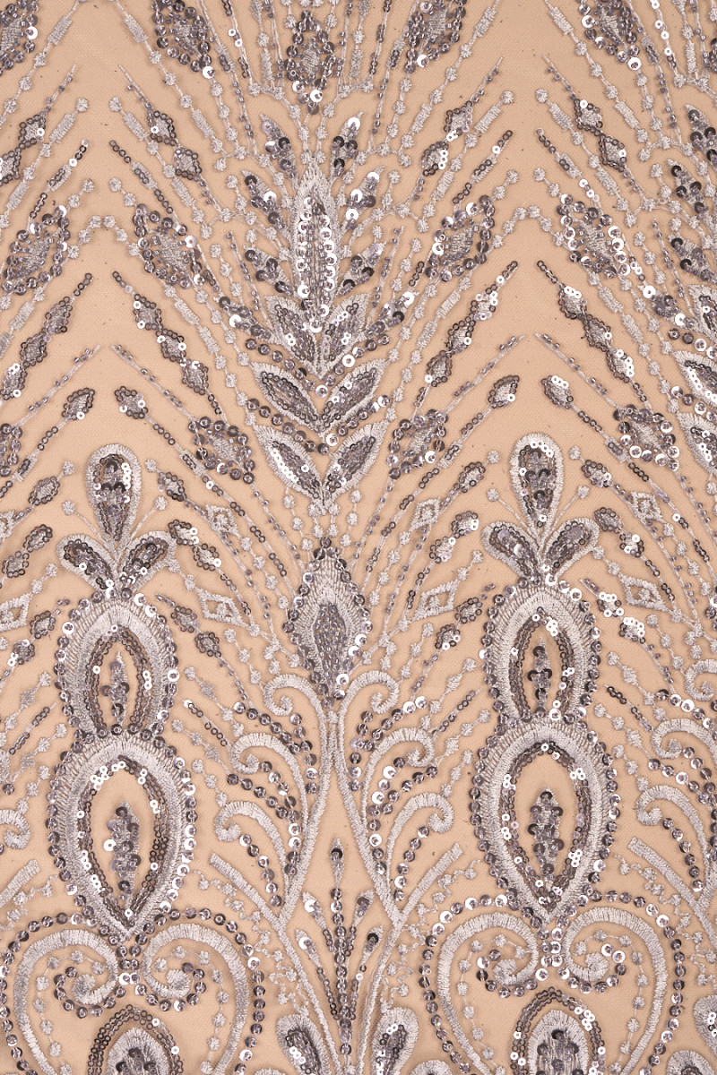 Beaded lace grey COUPON 80cm