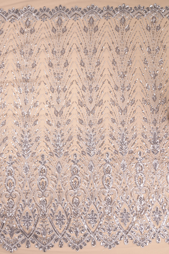 Beaded lace grey COUPON 80cm