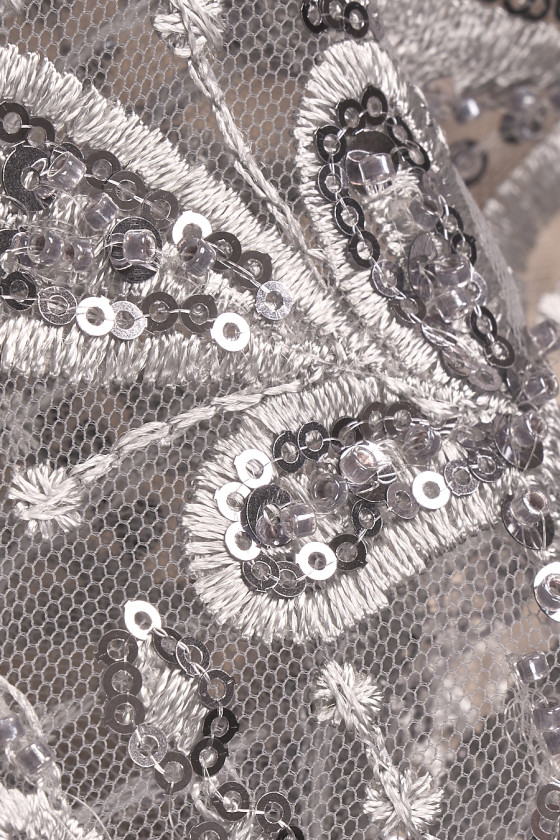 Beaded lace grey COUPON 80cm