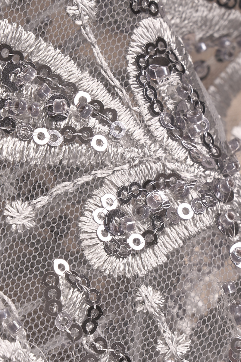 Beaded lace grey COUPON 80cm